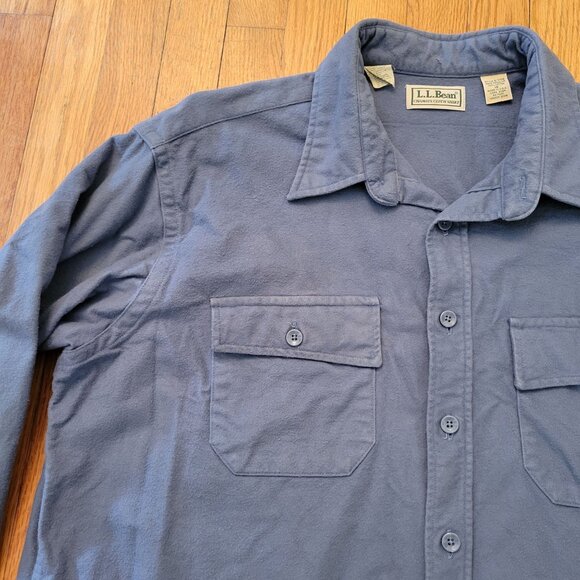 LL Bean 18 Regular Chamois Cloth Shirt Blue Long Sleeve Button Down Cotton USA - Picture 4 of 4